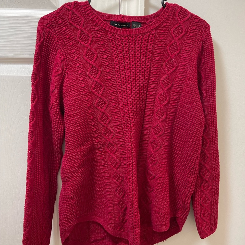 Jeanne Pierre red sweater